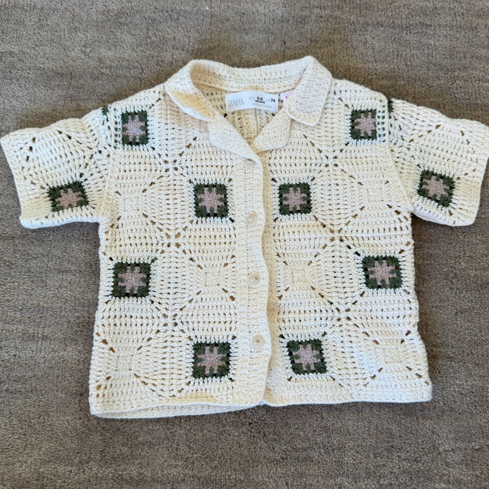 Adorable Zara baby boys crochet button down